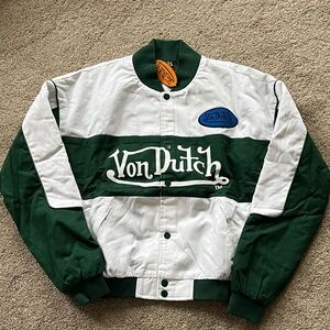 Von Dutch White and Green Bomber Jacket